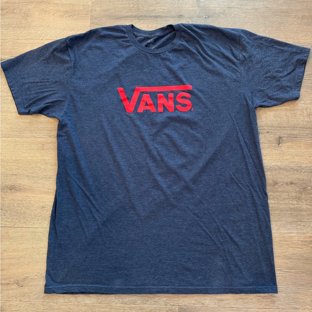 Vans Retro Red Blue Mens Graphic Short Sleeve Shirt XL
